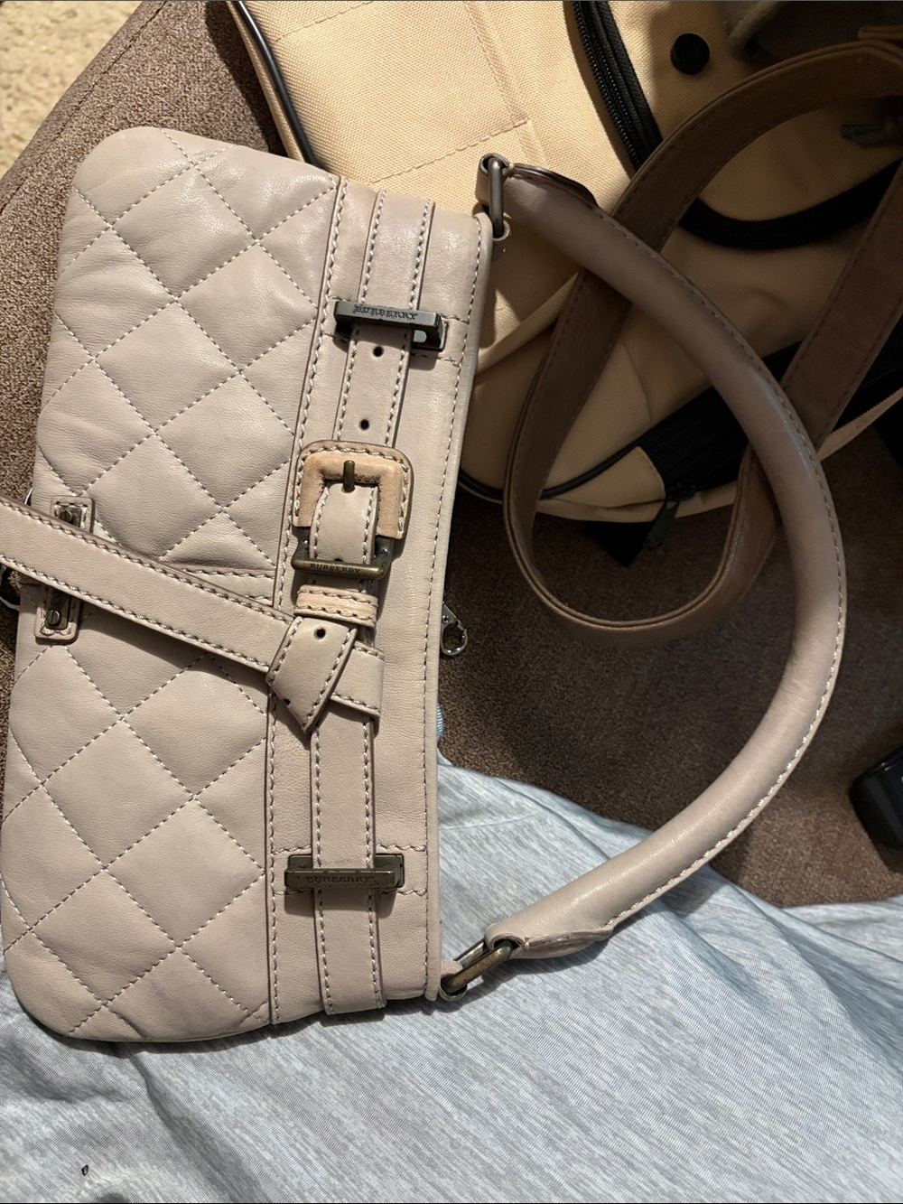 Burberry Quilted Cream Shoulder Bag